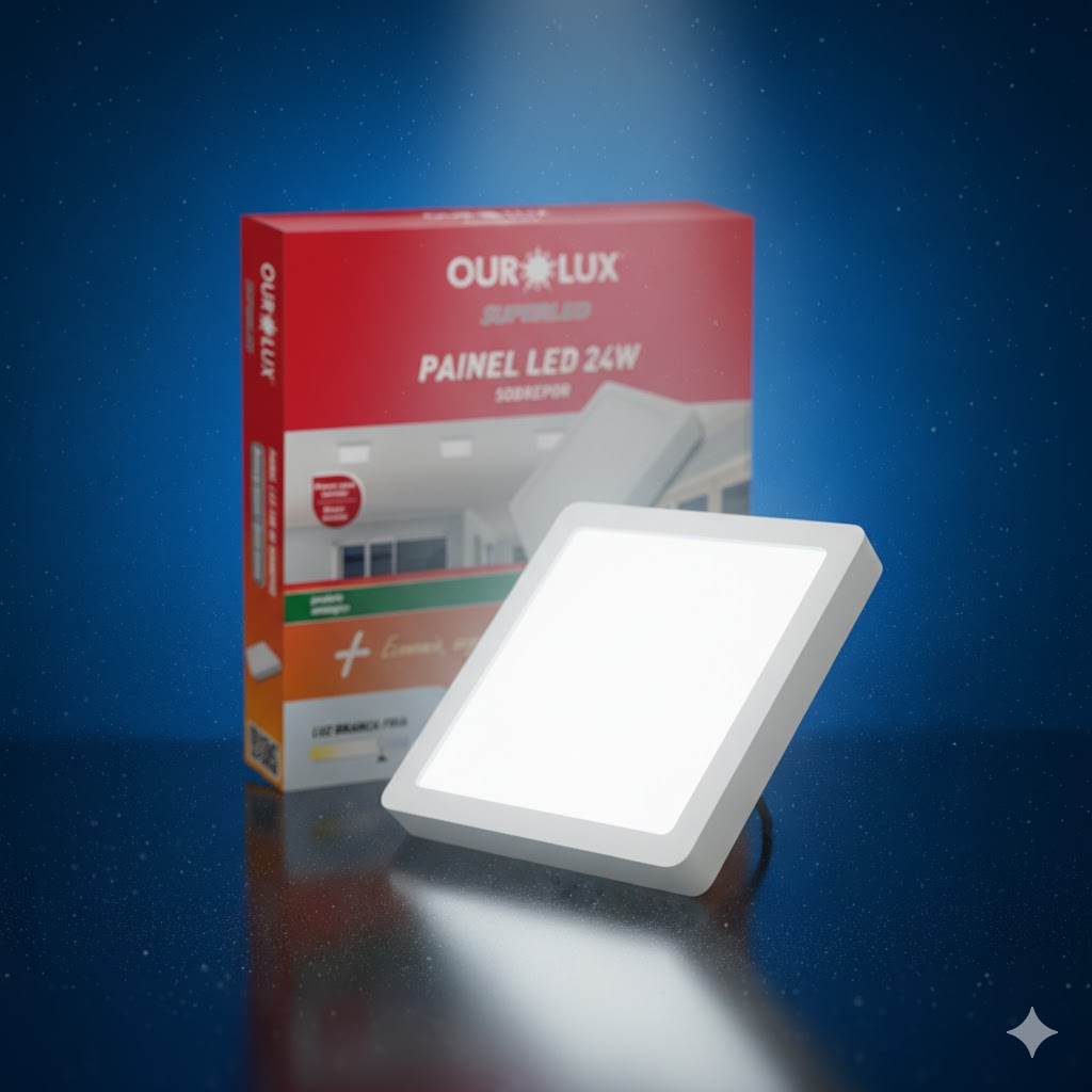 Luminária Led Sobrepor 24w Quadrado 4000k