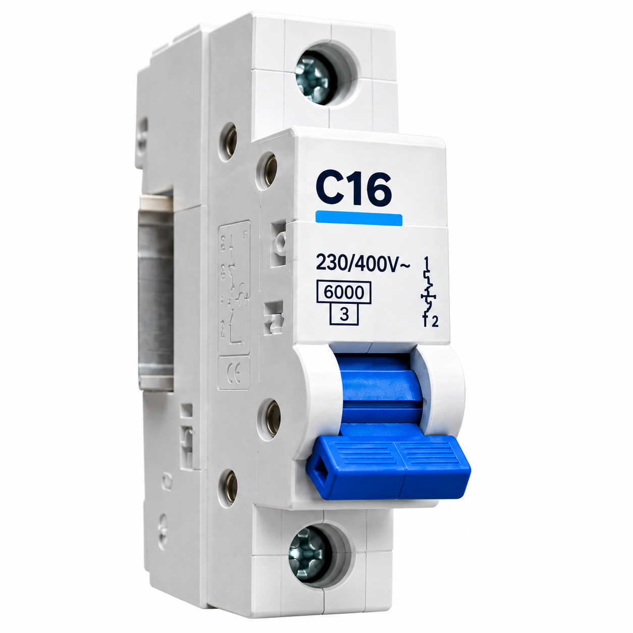 Disjuntor DIN C16 – Curva C, 1 Polo, 6kA, 230400V